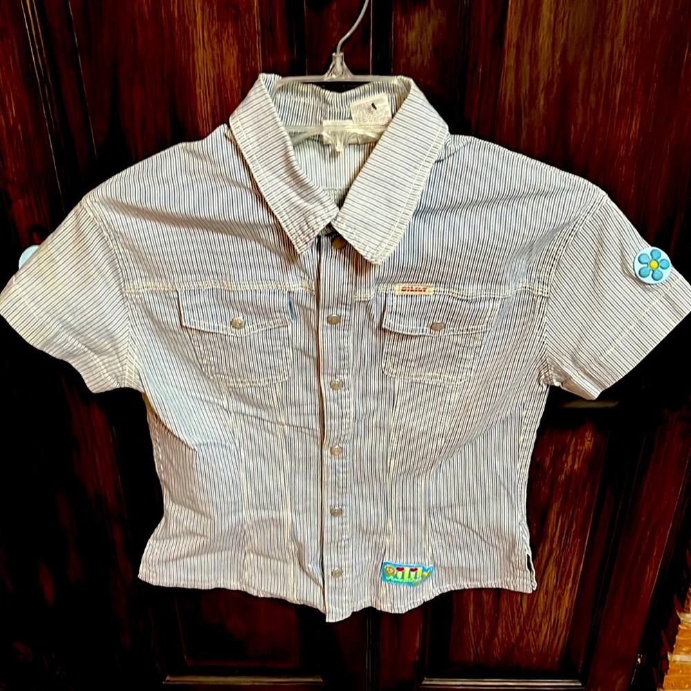 Oillily Blue Pinstripe Blouse